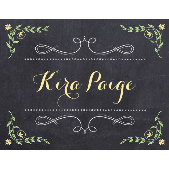 Yellow Chalkboard Folded Note Cards