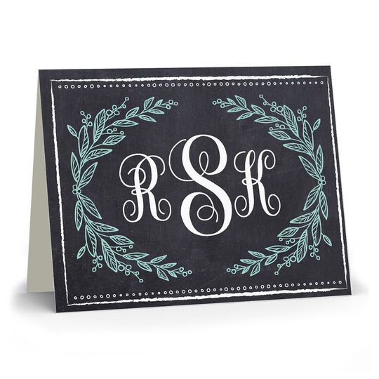 Chalkboard Flourish Monogram Folded Note Cards