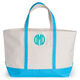 Personalized Large Turquoise Trimmed Classic Tote Image 2 of 2