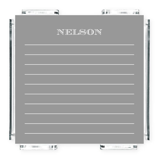 Gray Lined Memo Square with Acrylic Holder
