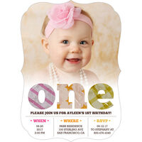 Pink First Birthday One Pattern Invitations