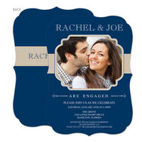 Navy Classic Connection Engagement Invitations