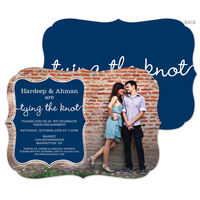 Navy Tying The Knot Engagement Invitations