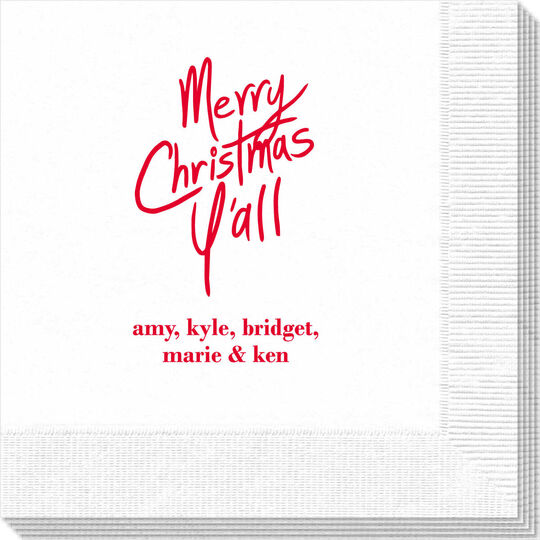 Personalized Fun Merry Christmas Y'all Napkins