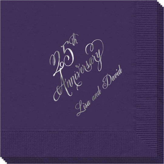 Elegant 25th Anniversary Napkins