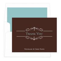 Chocolate Elegant Scroll Thank You Note Cards