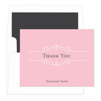Light Pink Elegant Scroll Thank You Note Cards