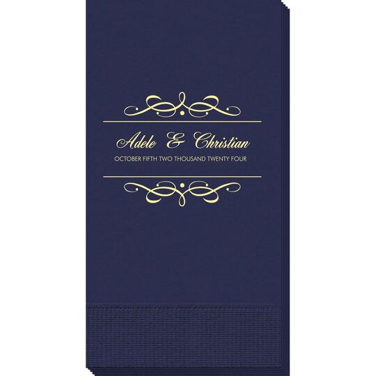 Royal Flourish Framed Names and Text Guest Towels
