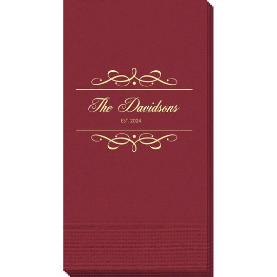 Royal Flourish Framed Names and Text Guest Towels