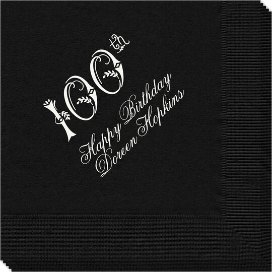 Elegant 100th Scroll Napkins