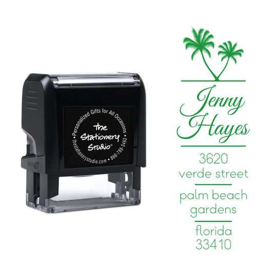 Palm Tree Vertical Address Self-Inking Stamp