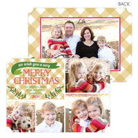 Gold Gingham Collage Holiday Photo Cards