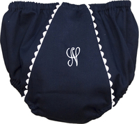 Navy and White Pique Diaper Cover with White Trim