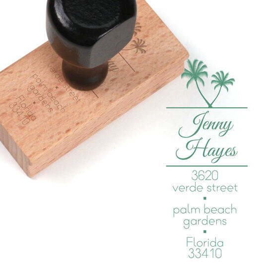 Palm Tree Vertical Wood Handle Rubber Stamp
