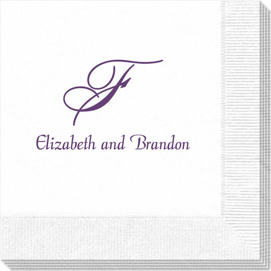 Pick Your Single Monogram with Text Napkins