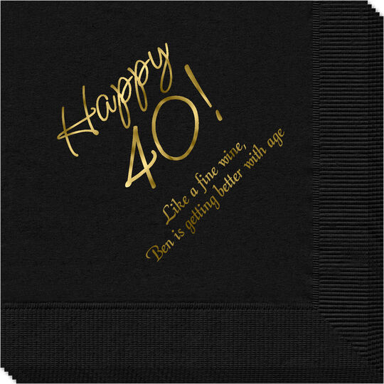 Elegant Happy 40th Napkins