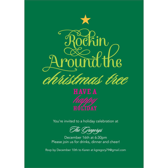 Green Rockin' Around the Tree Invitations