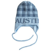 Personalized Gingham Knit Hat with Earflaps