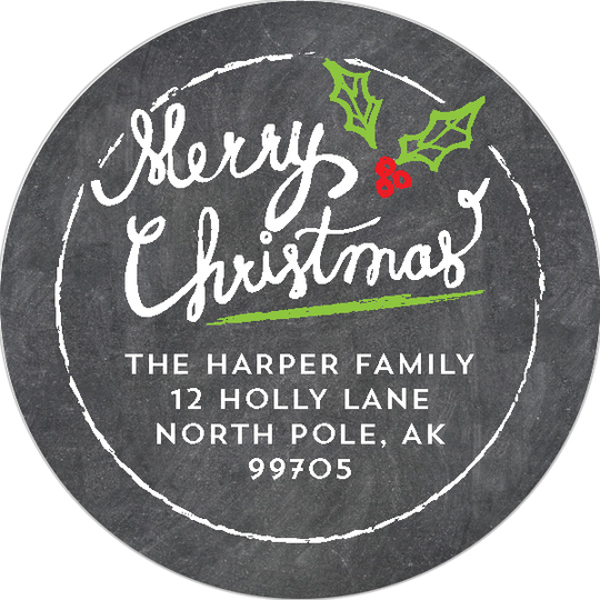 Handlettered Christmas Round Address Labels
