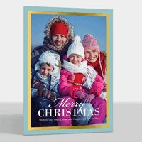 Lagoon Christmas with Gold Foil Border Photo Cards
