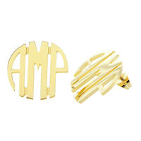 Gold Circle Monogram Stud Earrings
