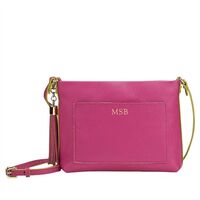 Personalized Pink Leather Crossbody Bag