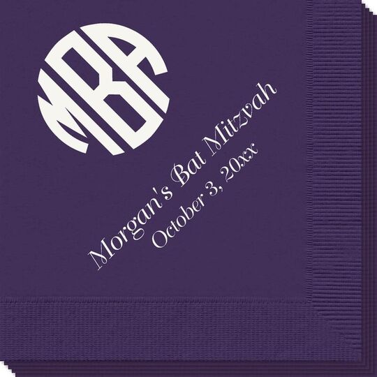 Rounded Monogram with Text Napkins