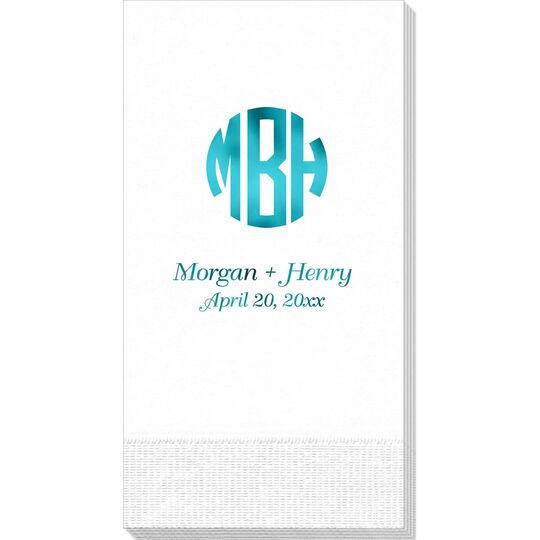 Rounded Monogram with Text Guest Towels