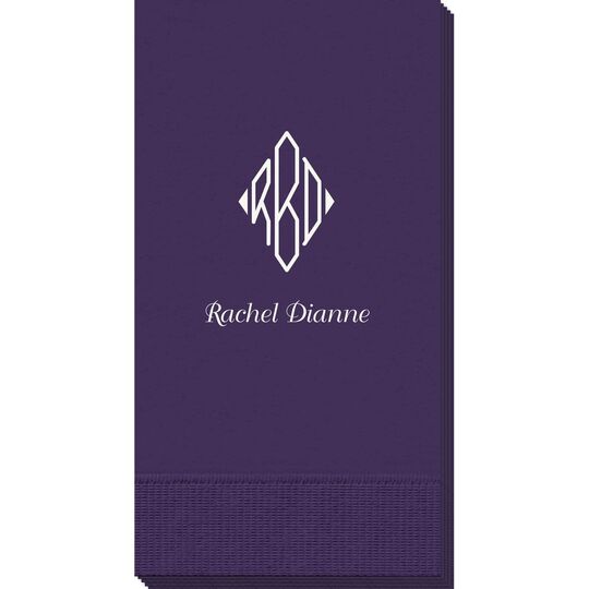 Shaped Diamond Monogram with Text Guest Towels