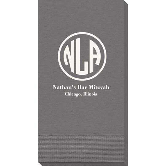 Framed Rounded Monogram with Text Guest Towels