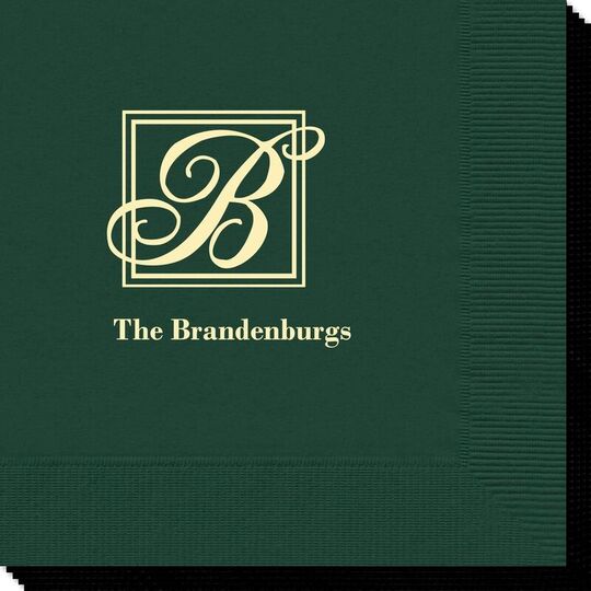 Framed Initial Plus Text Napkins