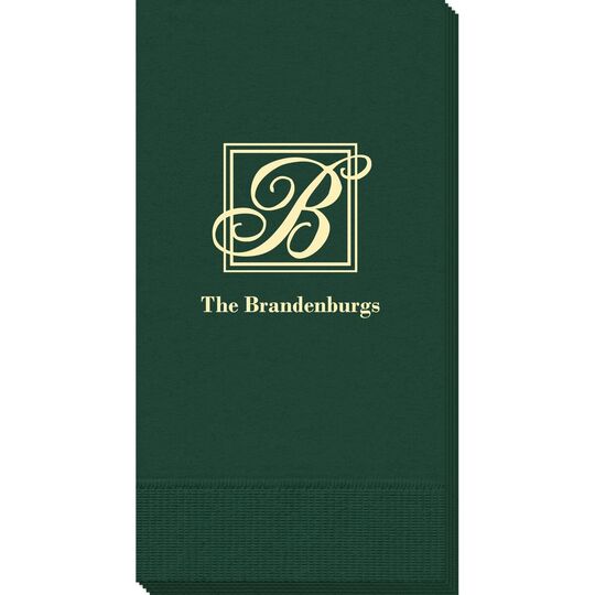 Framed Initial Plus Text Guest Towels