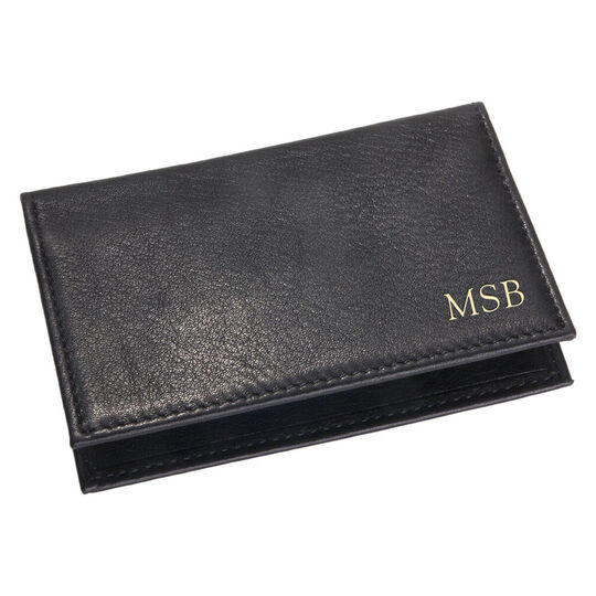 Traditional Folded Black Leather Card Case