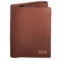 Personalized Brown Leather Tri-Fold Wallet