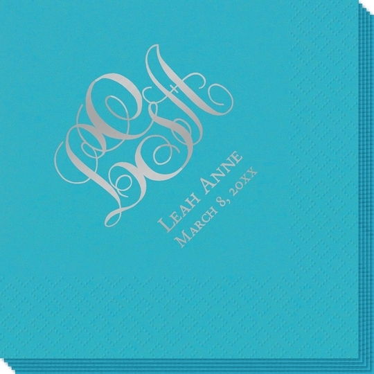 Fancy Script Monogram with Text Napkins