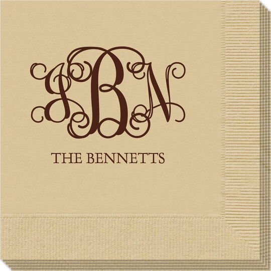Vine Monogram with Text Napkins