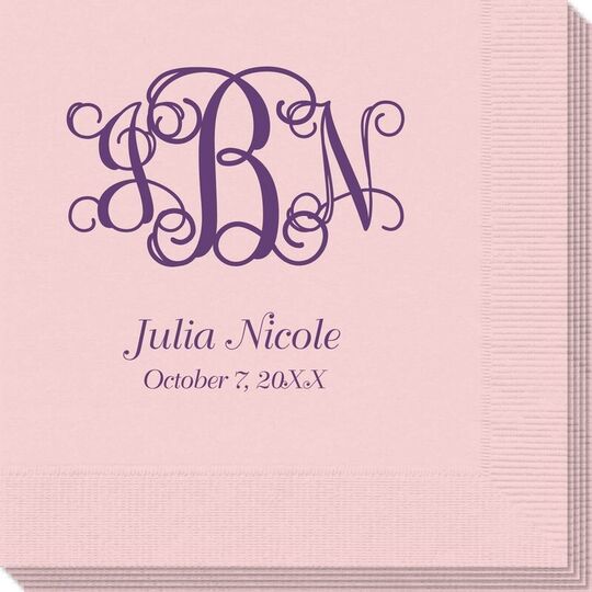 Vine Monogram with Text Napkins