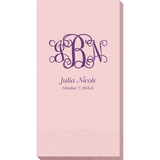 Vine Monogram with Text Guest Towels