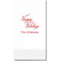 Elegant Happy Holidays Guest Towels
