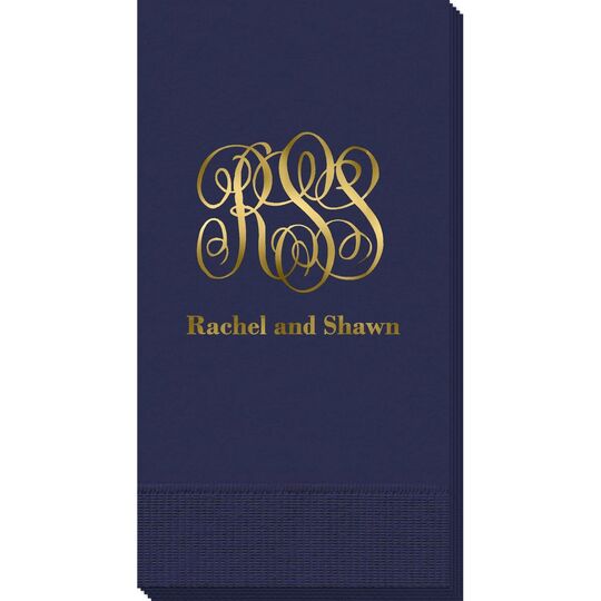 Large Script Monogram with Text Guest Towels