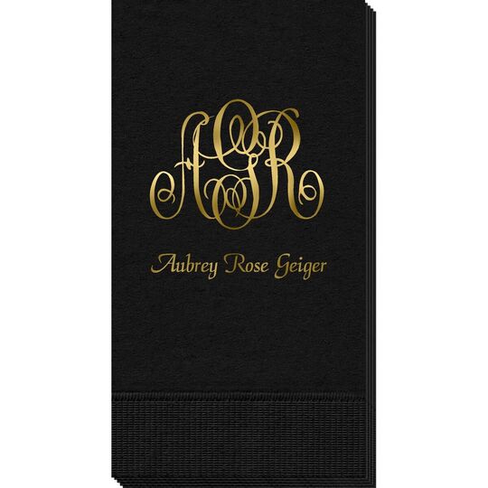 Large Script Monogram with Text Guest Towels