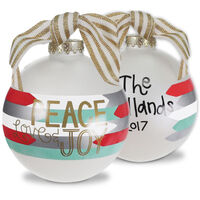 Peace, Love and Joy Glass Christmas Ornament