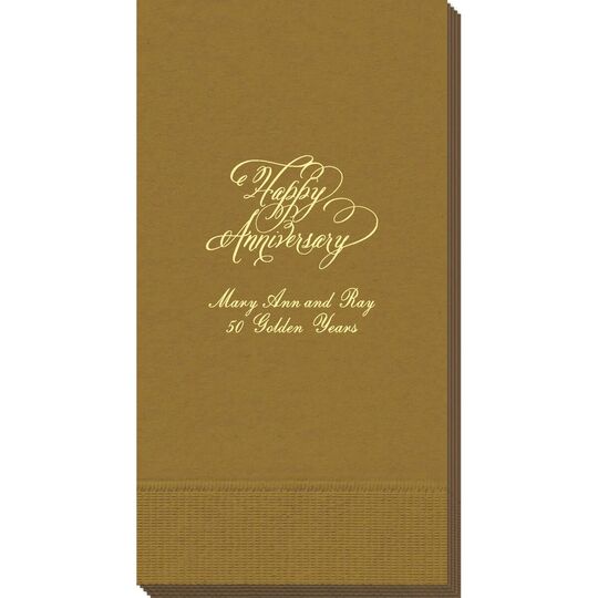 Elegant Happy Anniversary Guest Towels