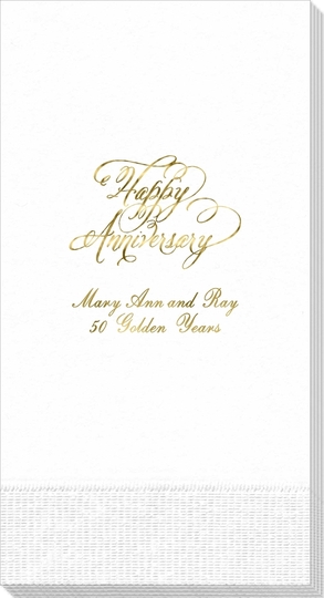 Elegant Happy Anniversary Guest Towels