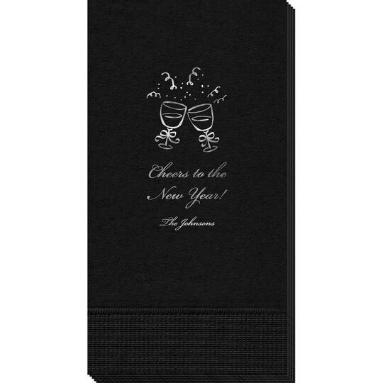 Toasting Wine Glasses Guest Towels