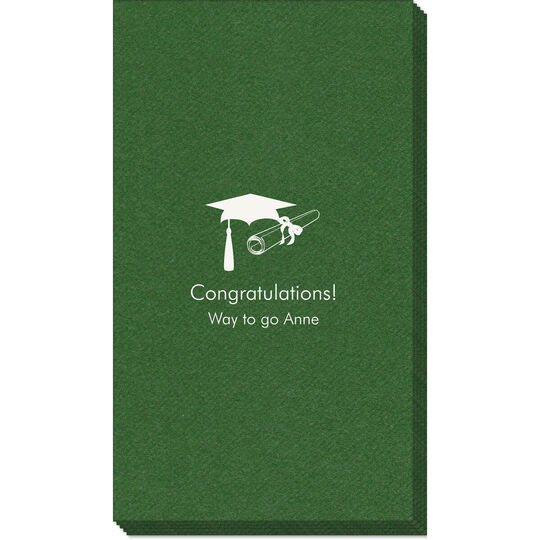 Diploma and Mortar Board Linen Like Guest Towels