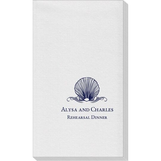 Graceful Seashell Linen Like Guest Towels