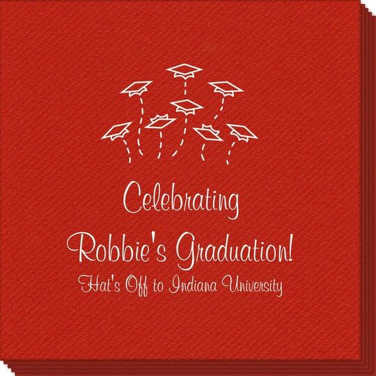 Hat Toss Graduation Linen Like Napkins