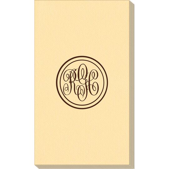 Double Circle Monogram Linen Like Guest Towels