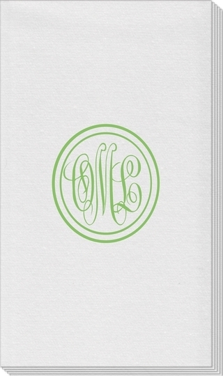 Double Circle Monogram Linen Like Guest Towels